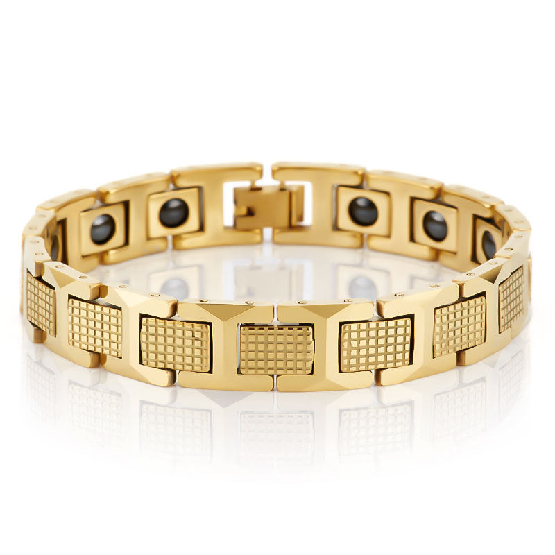 Women's & Men's Adjustable Titanium Steel Curved Can Carve Writing Stainless Gold Bracelet