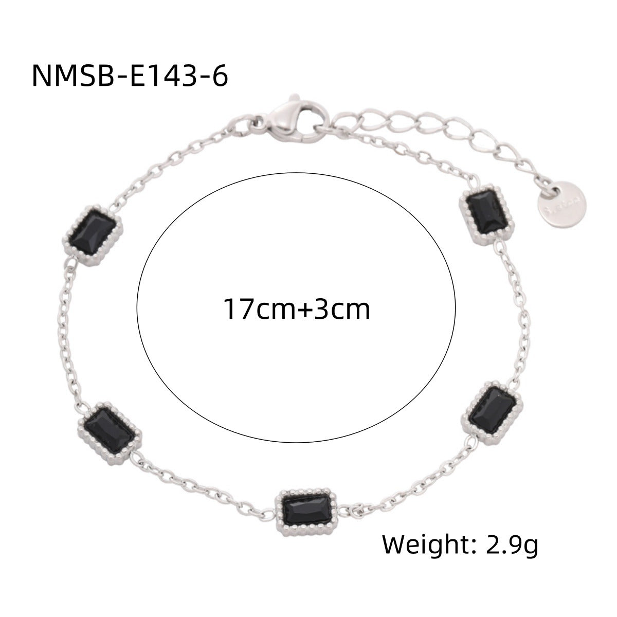 Square Colorful Crystals Titanium Steel Female Affordable Luxury Fashion Bracelet