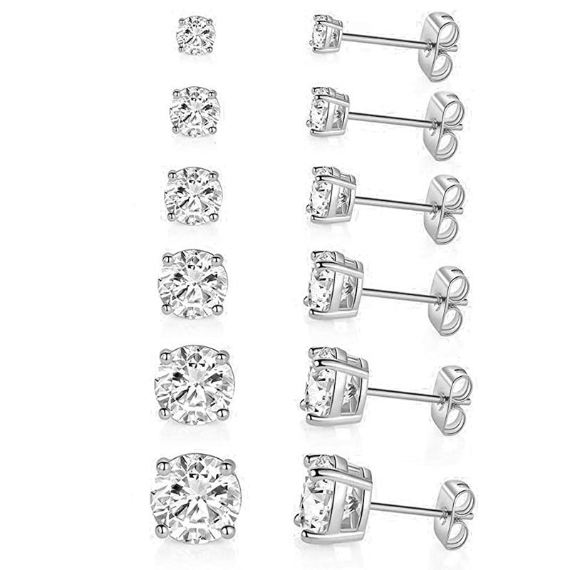 Women's Fashion Classic Round Zircon Diamond Earrings