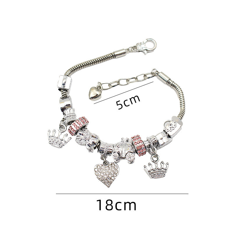 Crystal Heart-shaped Glass Bead Temperament Trend Alloy Bracelet