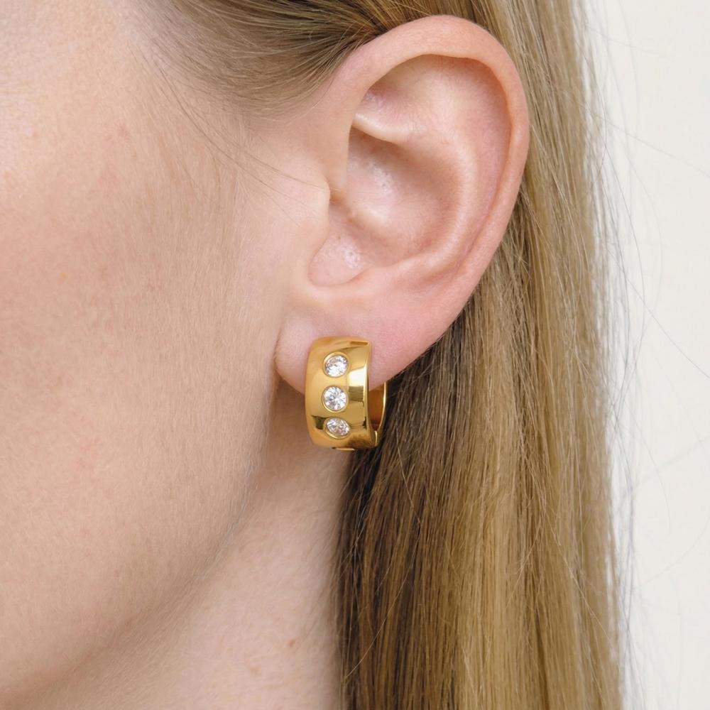 Fashion Stainless Steel Rhinestone Vacuum Gold-plated Earrings