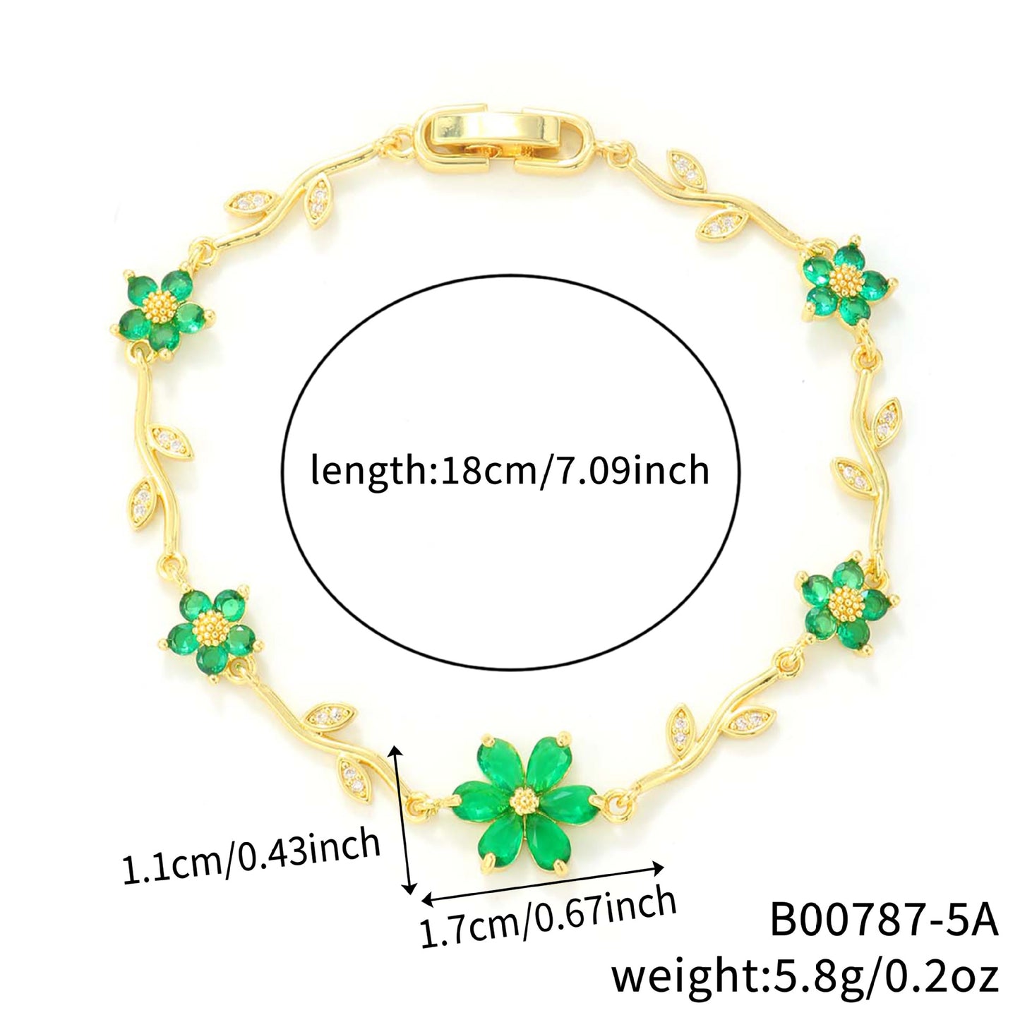 Petals Flower Leaf Zircon Design Personality Daily Birthday Bracelet