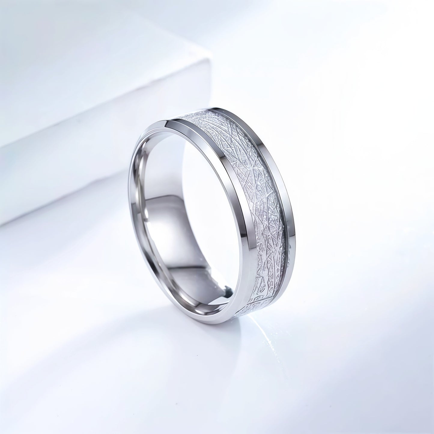 Men's Steel Meteorite Inlaid Gold Foil Light Luxury Fashion Ring