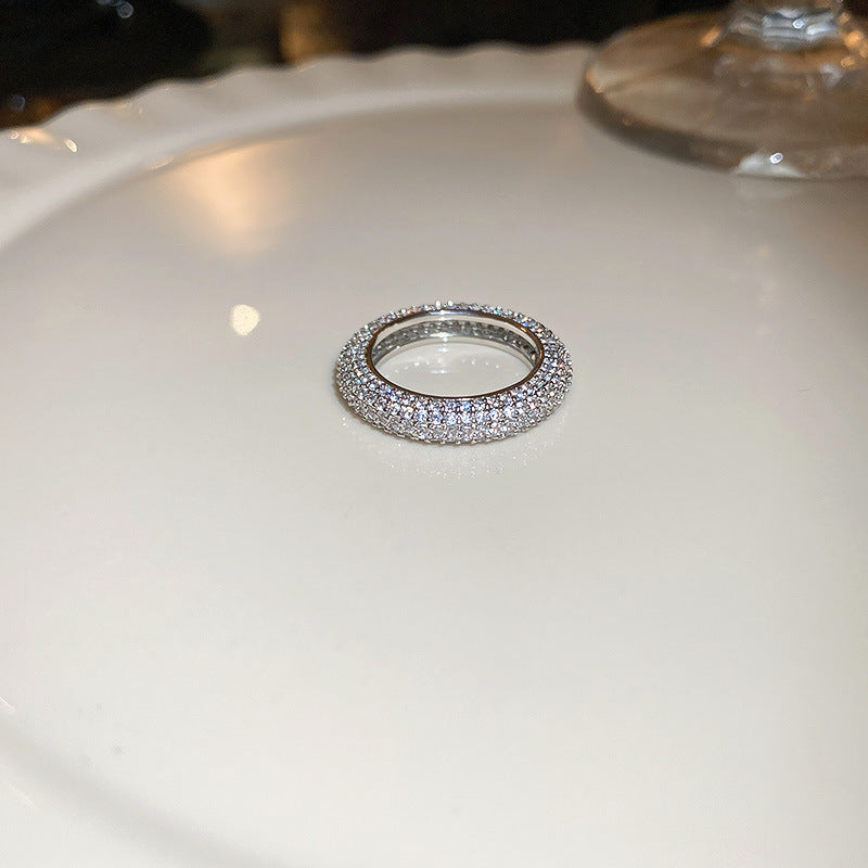 Women's Shining Diamond Snake-shaped Sier Open Advanced Texture Simple Trendy Cool Ring