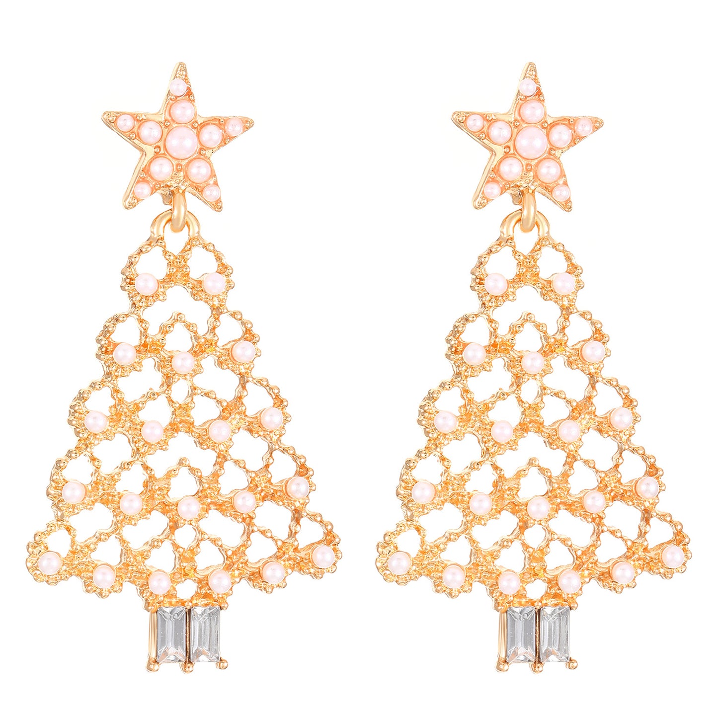 Women's Light Luxury Christmas Star Diamond Stitching Tree Earrings