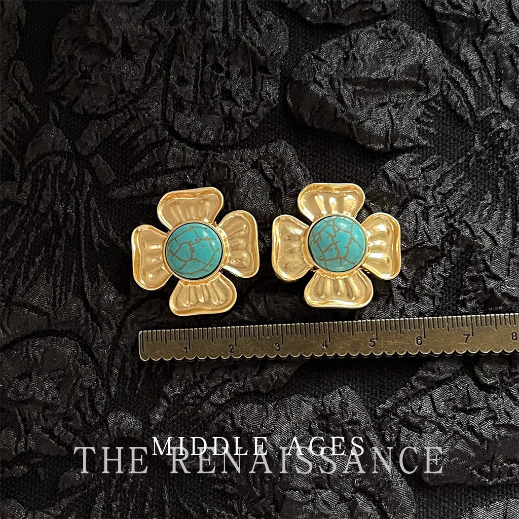 Turquoise Ancient Gold Collection Retro High-grade Earrings