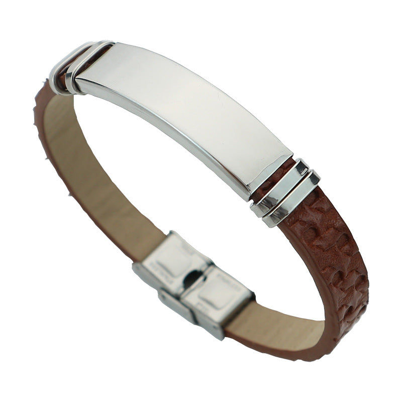 Korean Style High-grade Artificial Leather Stainless Steel Bracelets