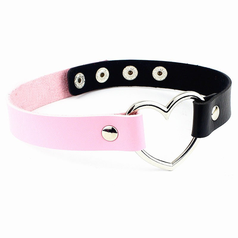 Fashion Punk Nightclub Soft Leather Heart Love Necklaces