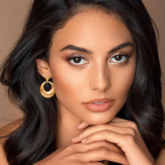 Women's Niche Design Gold Stainless Steel Earrings