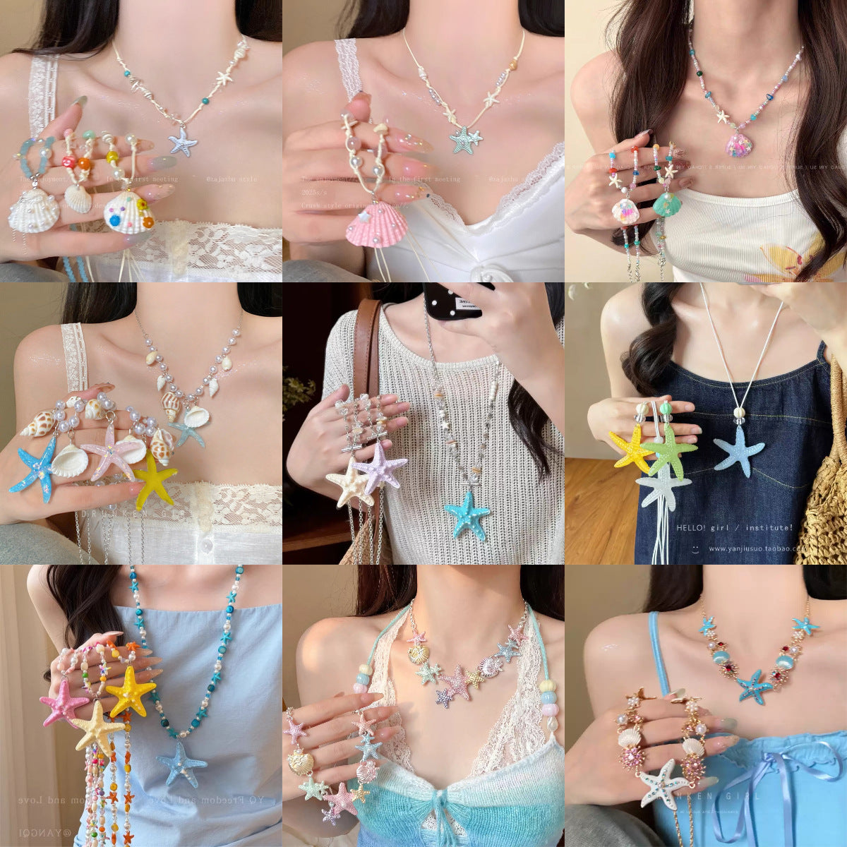 Women's Color Shell Starfish Beaded For Beach Vacation Niche Design Sweet Necklace
