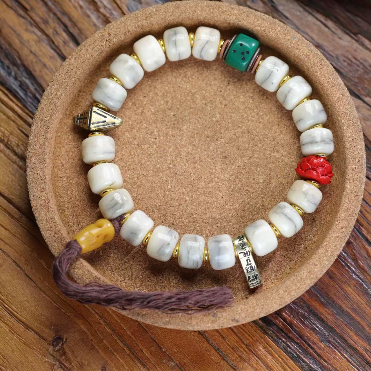 Women's & Men's Tibet Yak Bone Ethnic Style Turquoise Bracelet