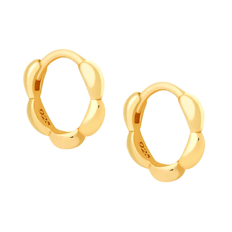 Sier Needle Light Luxury Geometric Inlaid Zircon Ear Simple Fashion Earrings