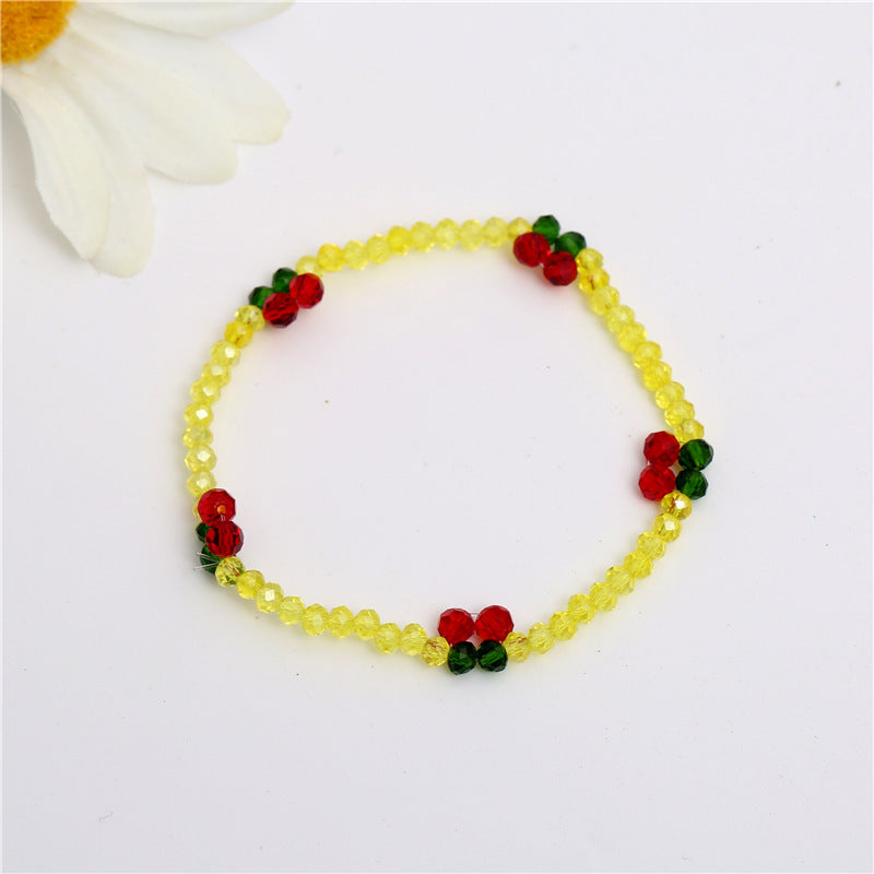 Crystal Cherry Female Korean Style Hand-woven Bracelet