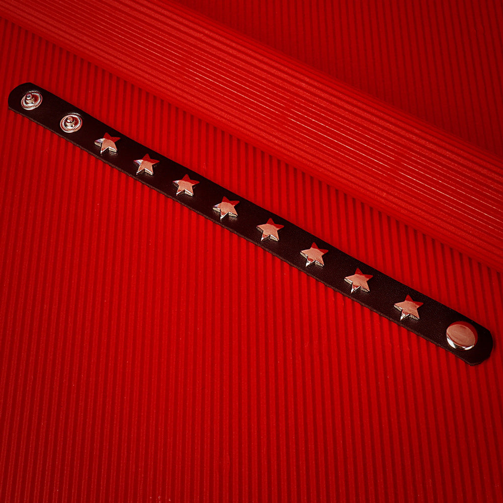 Punk Rivet Leather Personality Simple Brace Bracelet