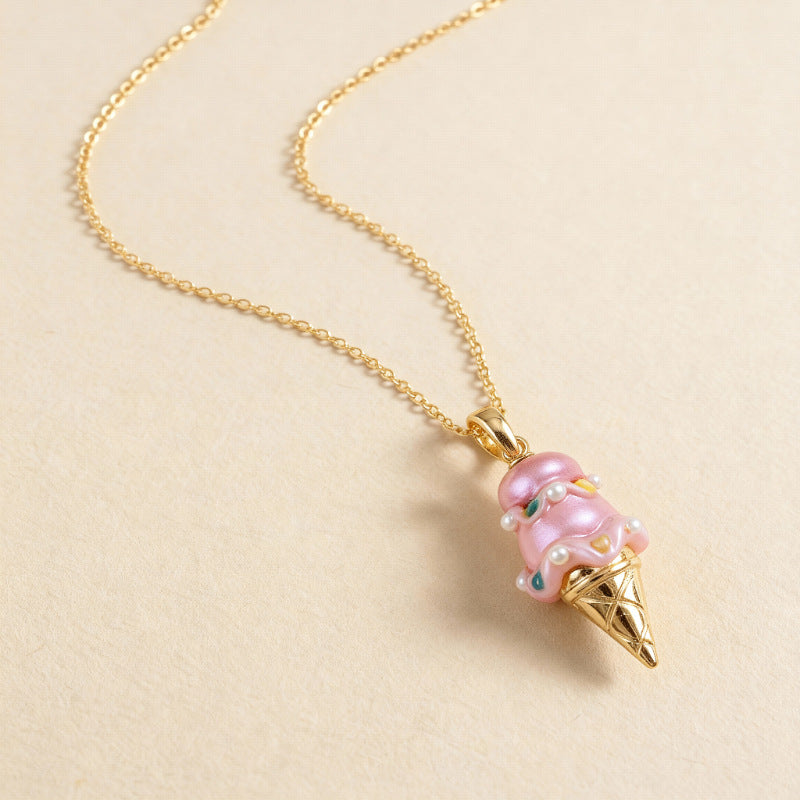 Pearl Ice Cream Bear Head Cupcake Bow Pendants