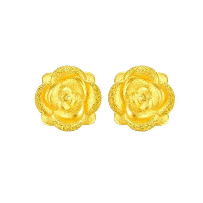 Women's Vietnam Placer Gold Rose Imitation Flower Love Rings