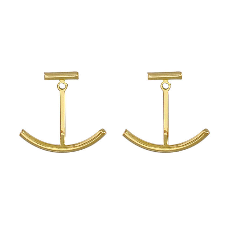 Women's Sier Style Simple Curved Smile For Niche Temperament Earrings