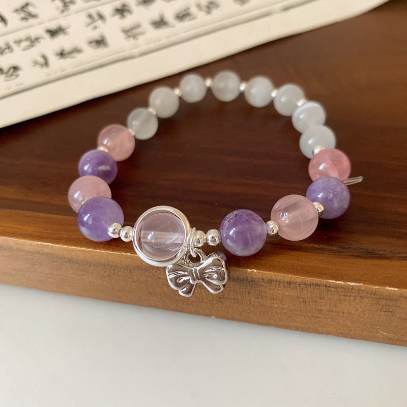 French Retro Smiley Face Bamboo Artificial Jade Personality Trendy Light Bracelets