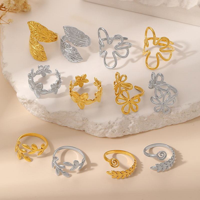 Women's Irregular Concave Convex Hammer Pattern Shaped Design Rings