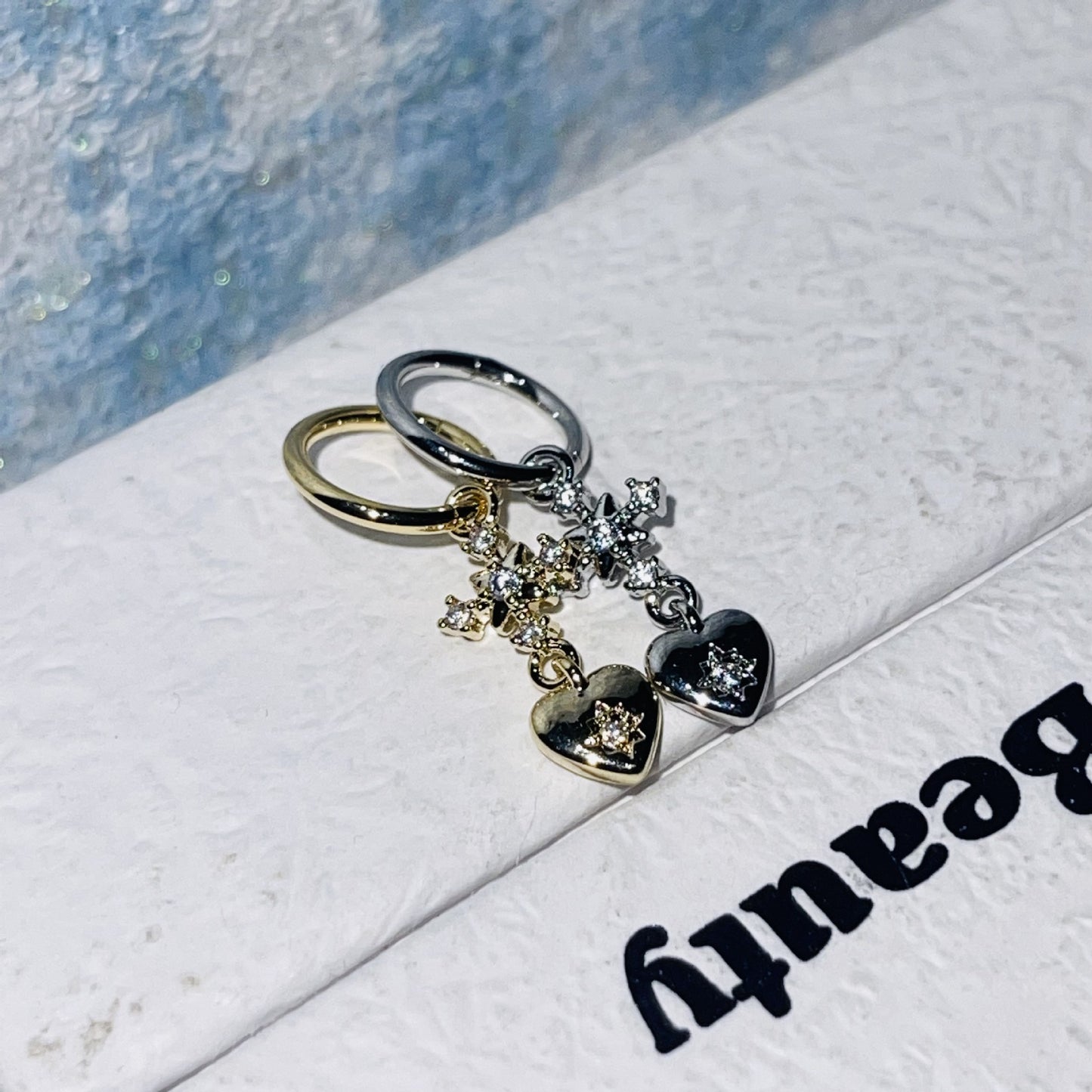 Heart Zircon Temperament Long Gold Color Retention Earrings