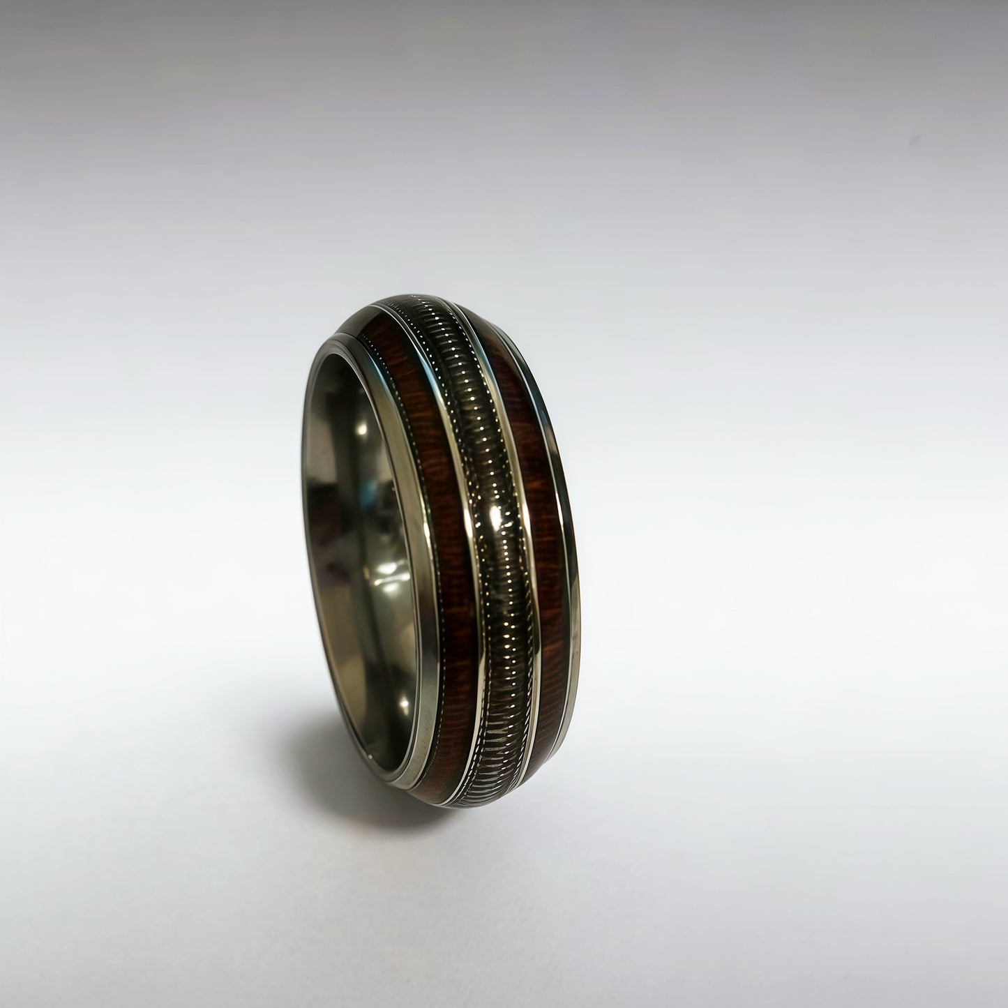 Men's Steel Meteorite Inlaid Gold Foil Light Luxury Fashion Ring