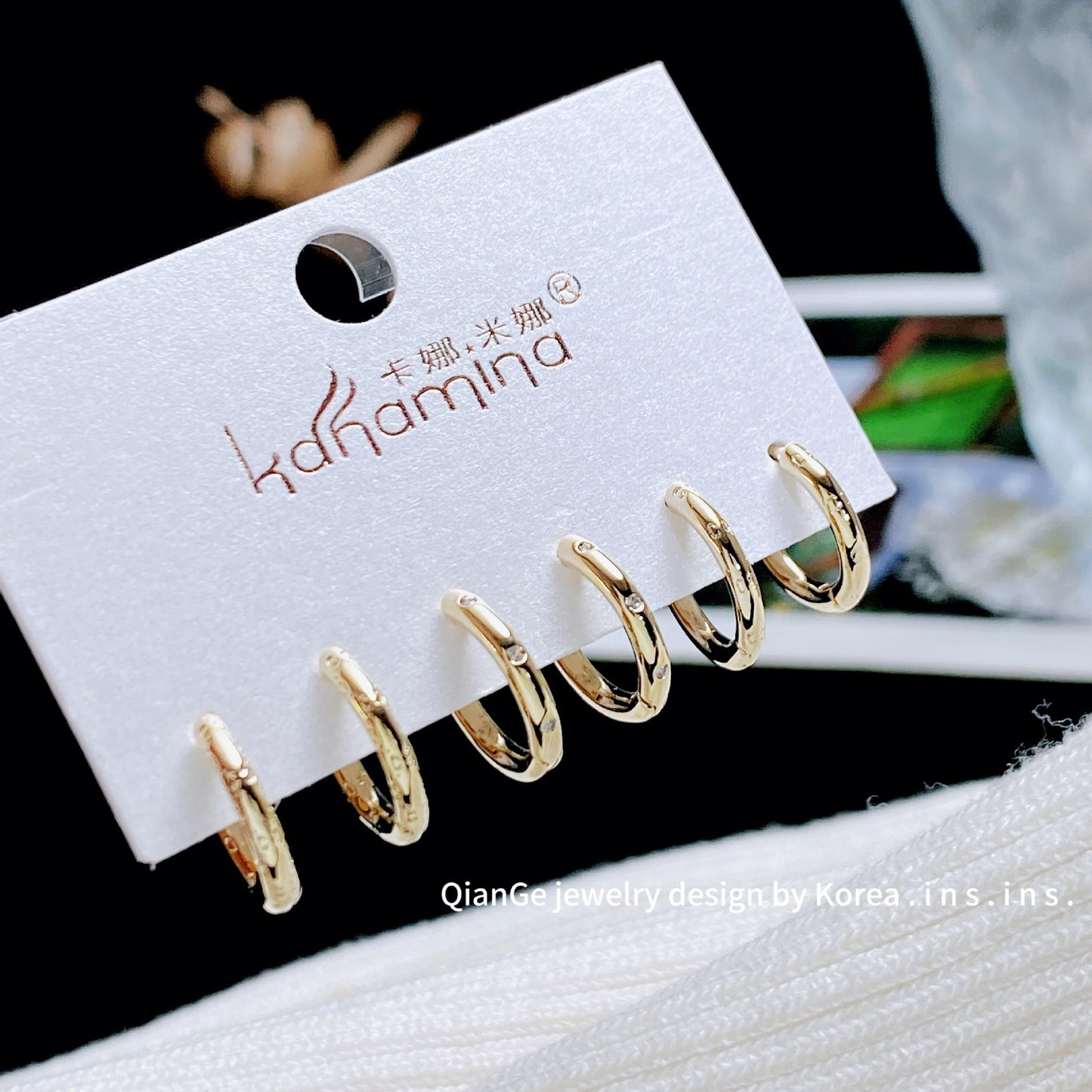 Golden Light Luxury Three Pairs Clip Temperament Wild High-grade Sense Ear Buckle