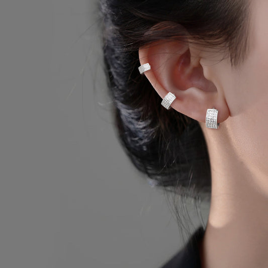 Edge Clip High-grade Unique Circle Cuff Twin Earrings