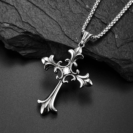 Gothic Style Vintage Cross Diamond Titanium Pendants