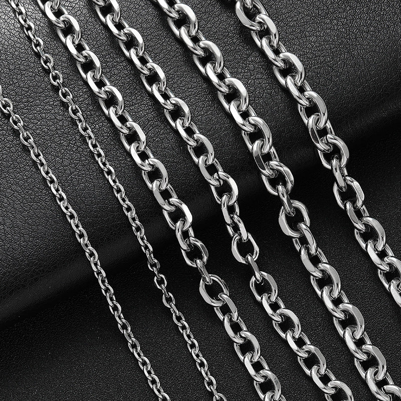 Men's Simple Buckle Titanium O-shaped Batch Angle Chain Three-dimensional Necklace