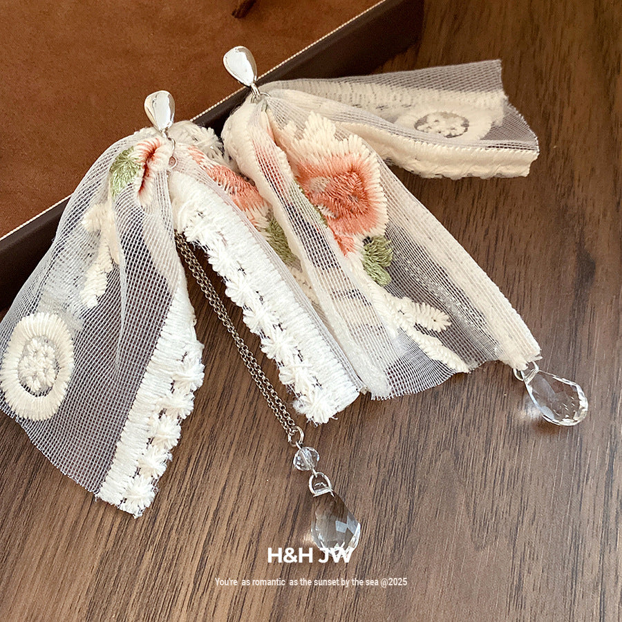 Women's Needle Flower Drop Tassel Sweet Fresh Elegant Earrings