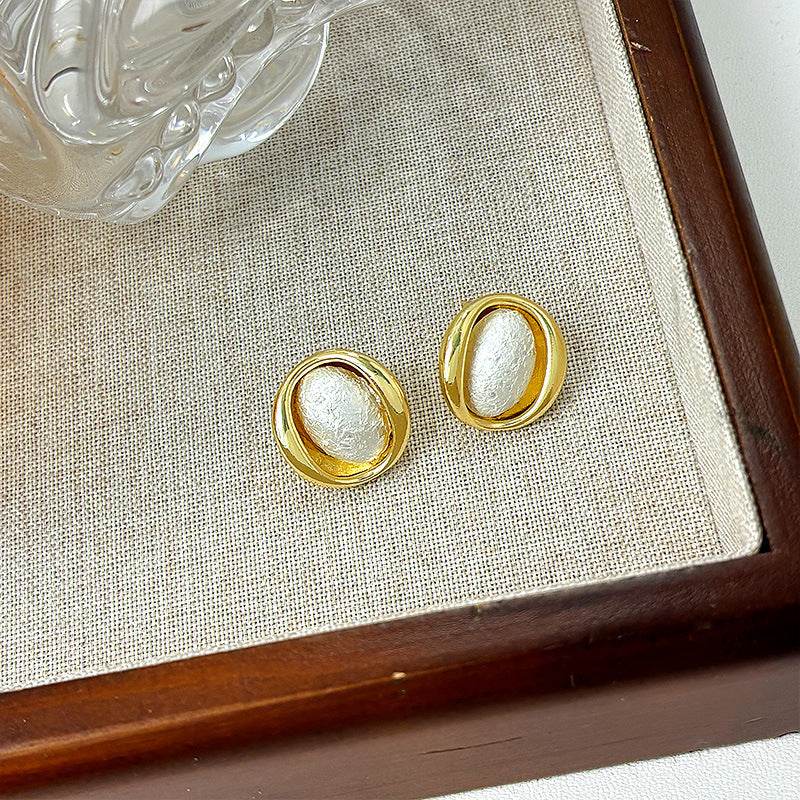 Oval Frosted Circle Design Irregular Simple Graceful Earrings