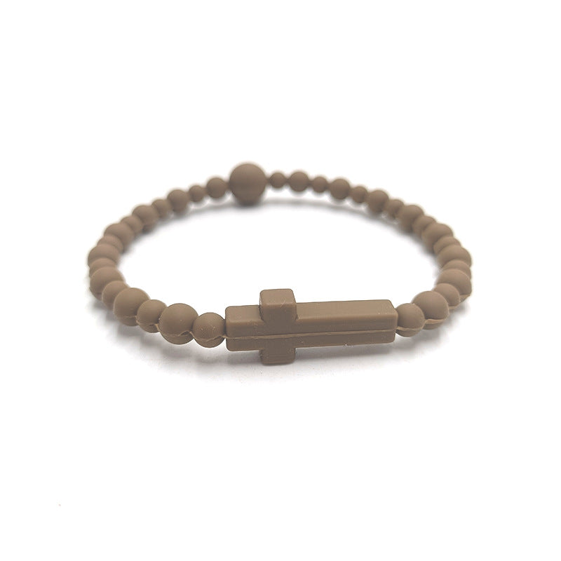 Fashion Macaron Color Series Cross Silicone Simple Bracelet