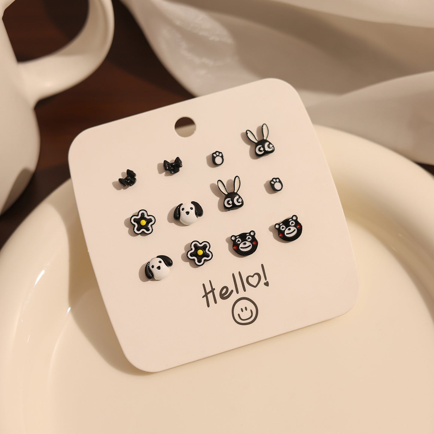 Compact Sier Combination Cute Wild Stall Stud Earrings