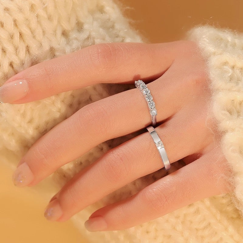 Stackable Moissanite Male Female Couple Pair Loose Mouth One Of Rings