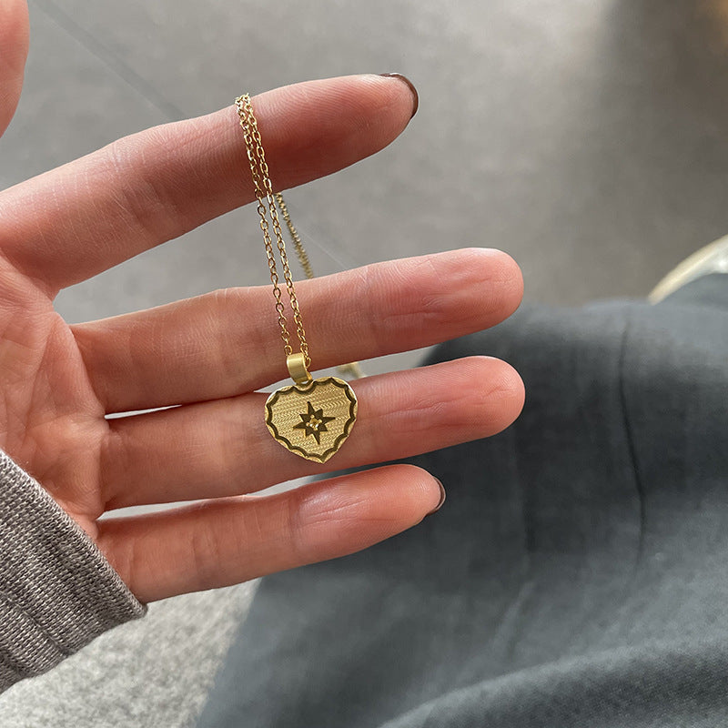 No Fading Chain Heart-shaped Double-sided Square Necklaces