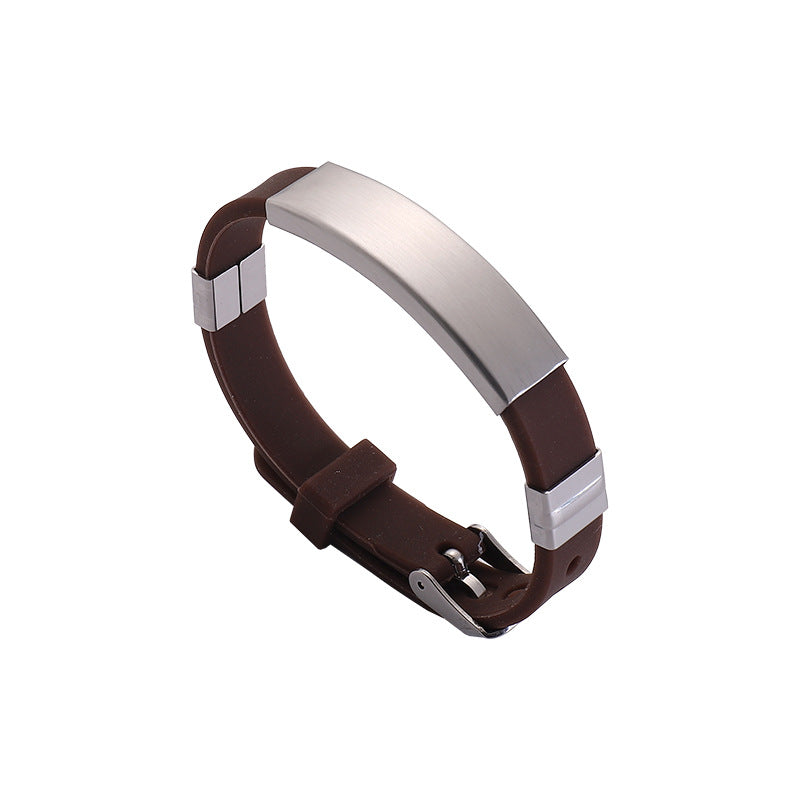 Simple Silicone Stainless Steel Glossy Can Bracelets