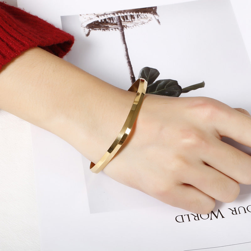 Women's Fashion Titanium Steel Small Square Gold Bracelets