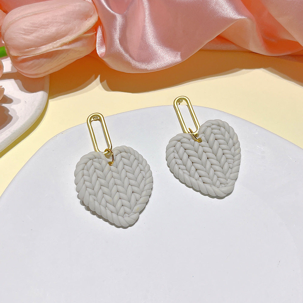 Women's Creative Weaving Polymer Clay French Minority High-grade Stud Earrings