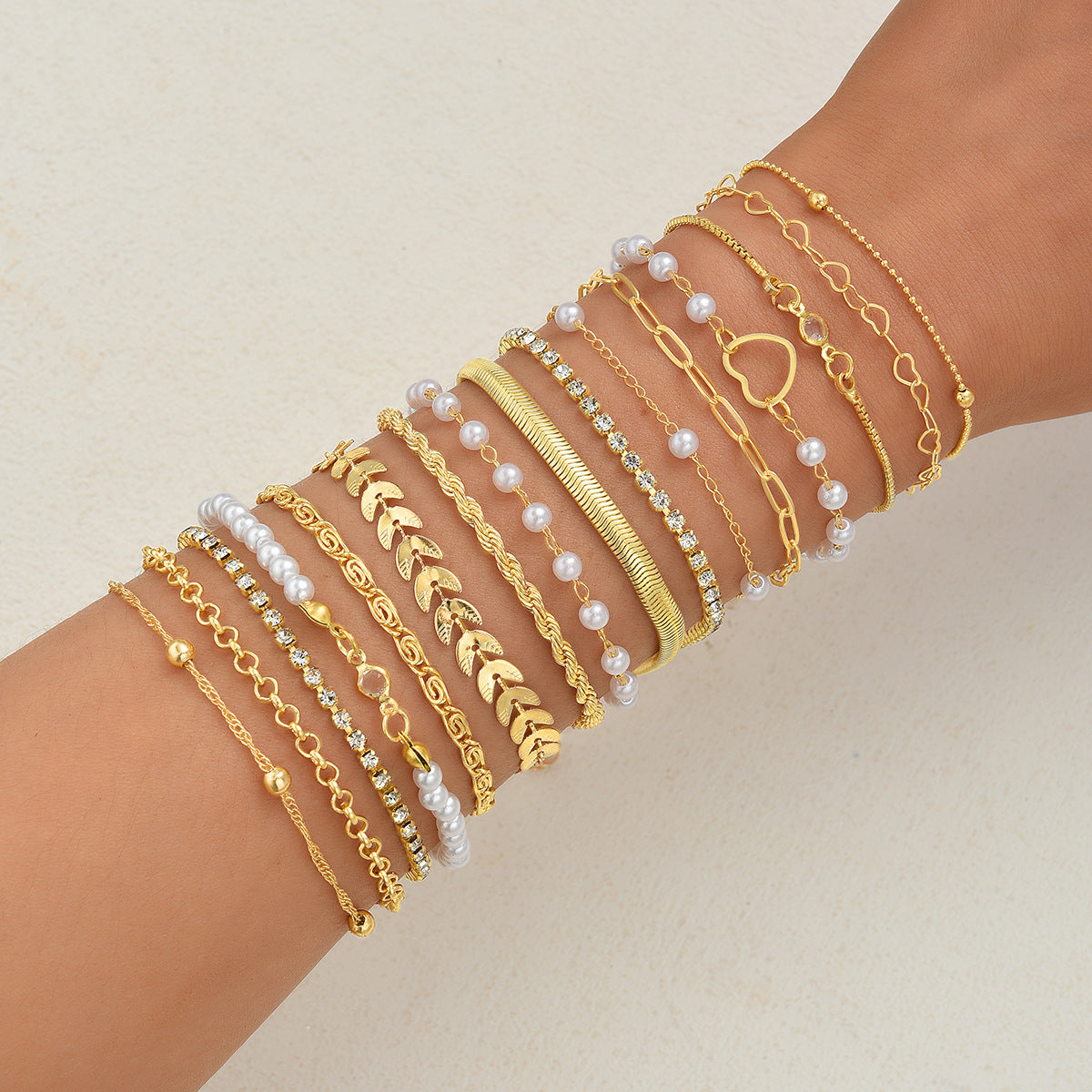 Leaves Glossy Irregular With Personality Stripes Bracelets