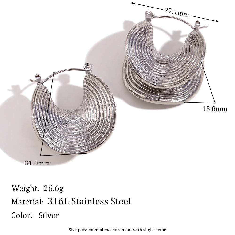 Women's Fashion Personalized Minority Creative Stainless Steel Gold-plated Half Earrings