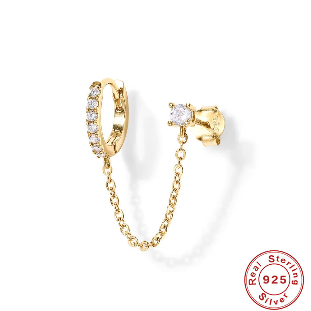 Sterling Sier Single Row Diamond Tassel Earrings