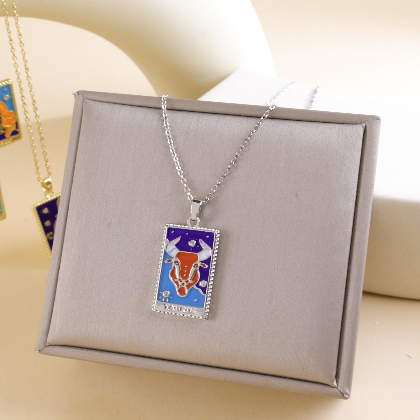 Drop Oil Relief Square Plate Female Minority Necklaces