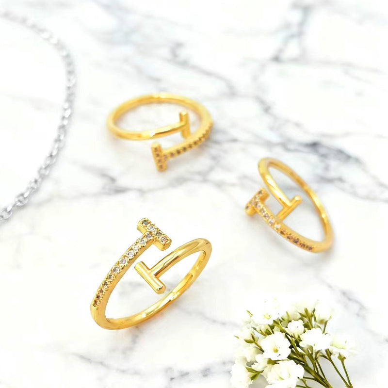 Women's Double Opening Zircon High-grade Cold Style Rings