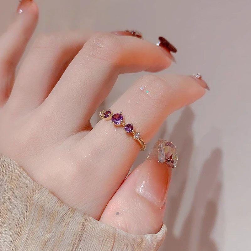 Women's Open Purple Zircon For Niche Design Advanced Ring