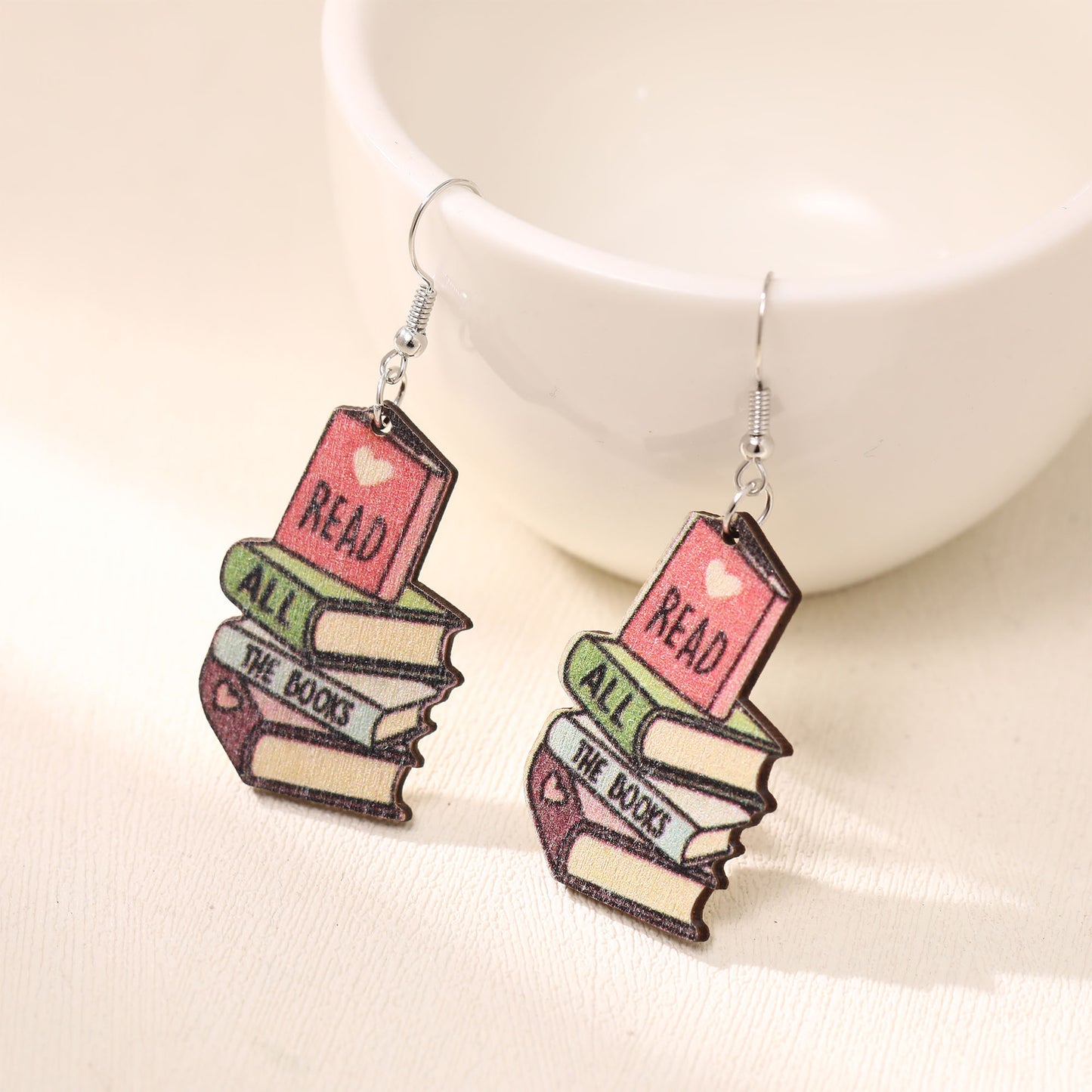 Environmentally Friendly Acrylic Personalized School Opening Paper Plane Books Earrings
