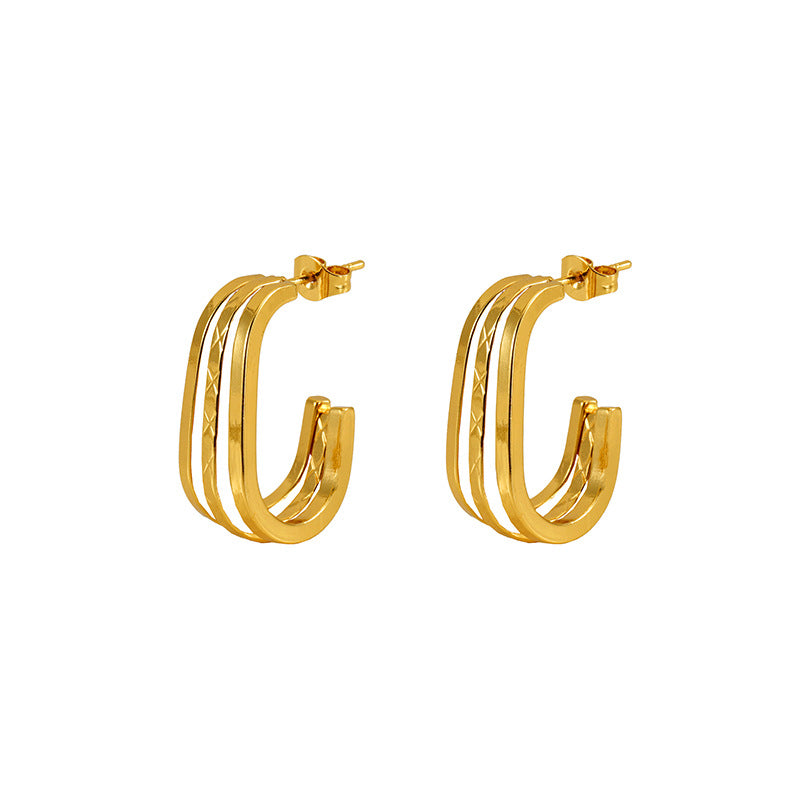 Women's Irregular Titanium Steel Simple High-grade Stylish Earrings