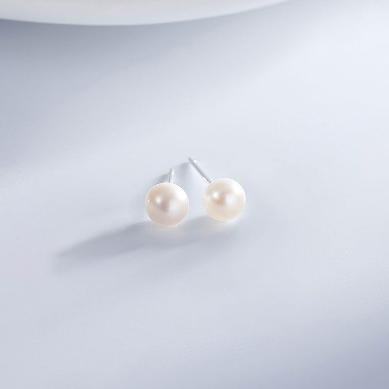 Sier Natural Freshwater Pearl Ear Female Korean Style Fresh Earrings