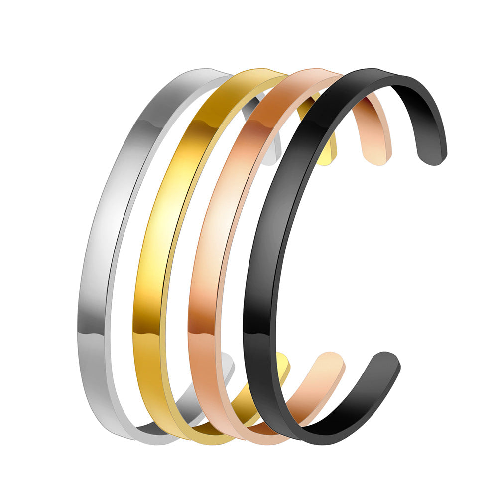 Shaped Titanium Steel Open-end Simple Glossy Bracelet