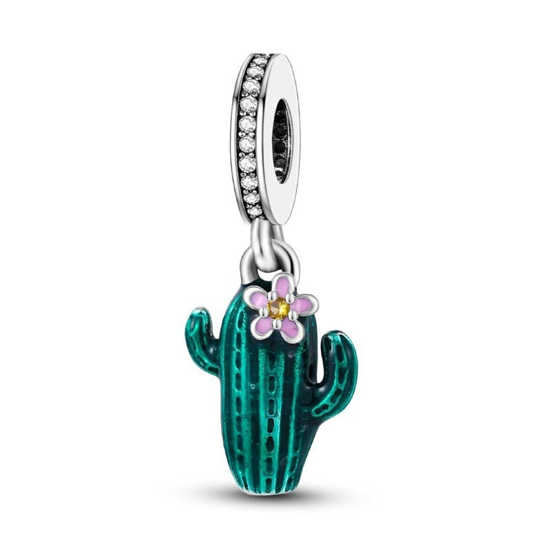 Versatile Women's Cactus Charm Sier Beads Jewelry Accessories