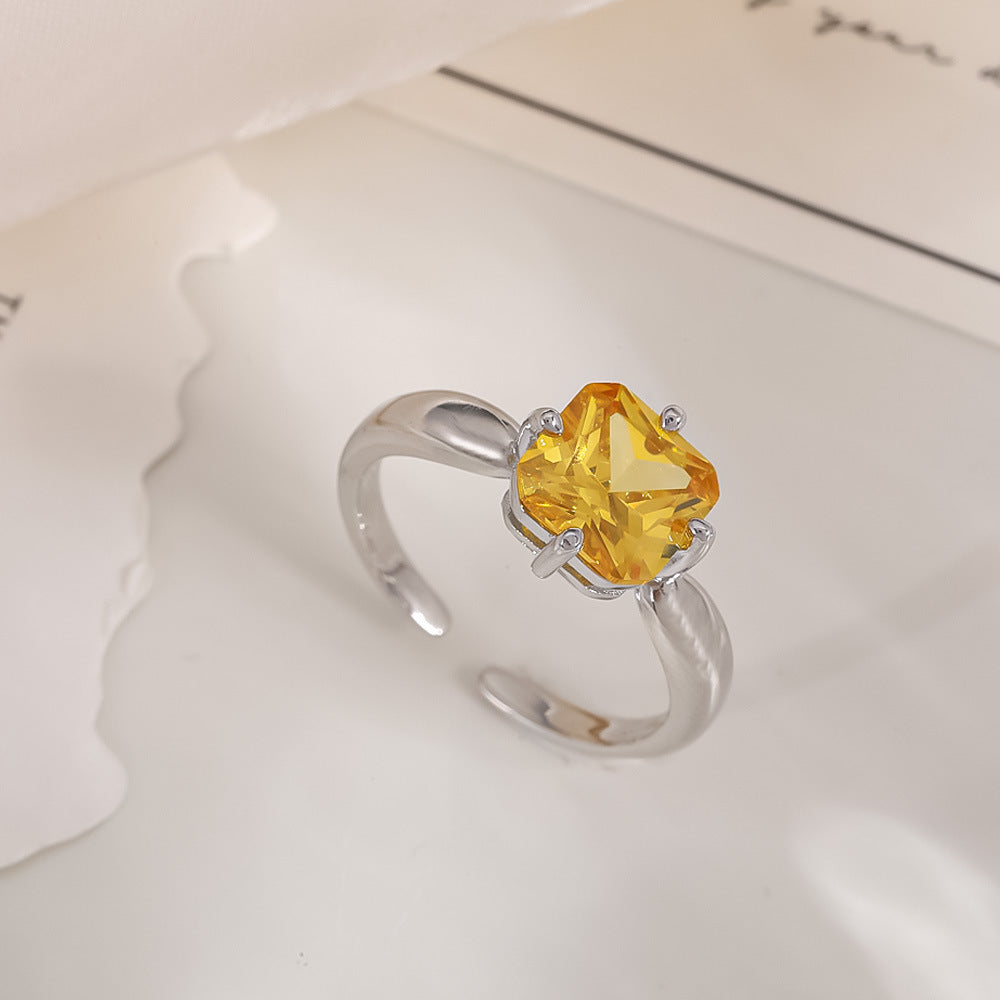 Women's Open-end Zircon Fashionable Classy Simple Cold Feeling Goddess Rings